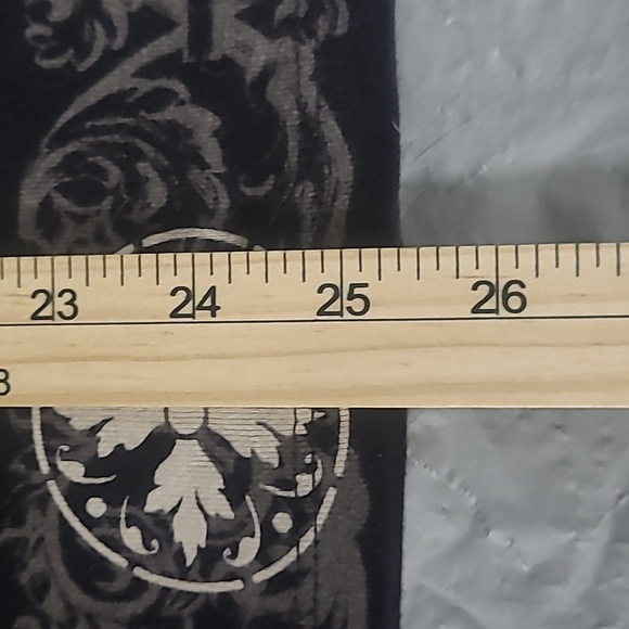 Vintage Y2K Black Gold Lace Beaded Scroll Cross Top Long Sleeve Glam Gothic - Picture 11 of 13